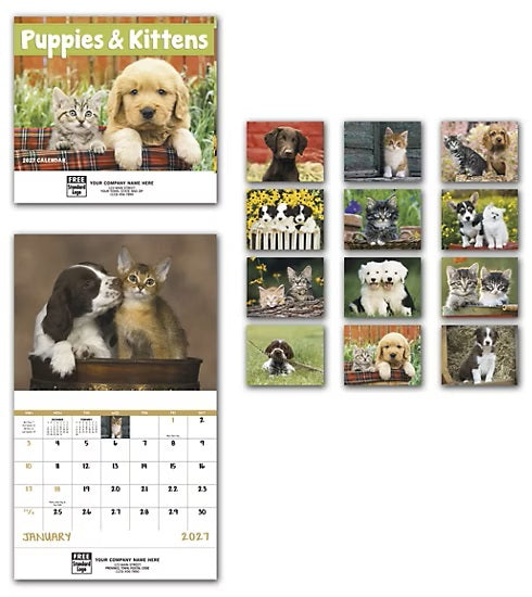 765866 2027 Puppies & Kittens Wall Calendars 11 x 19" QTY 25