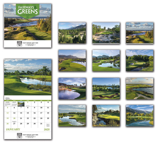 766371 2025 Fairways & Greens Wall Calendar 11 x 19" QTY 25