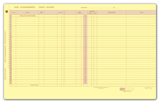 800JT Legal Trust Account Journal 17 1/2 x 11" QTY 25