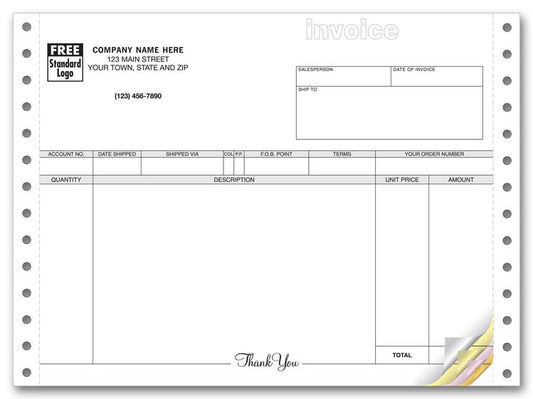 9040 Invoices, Continuous, Classic 2 Parts QTY 250