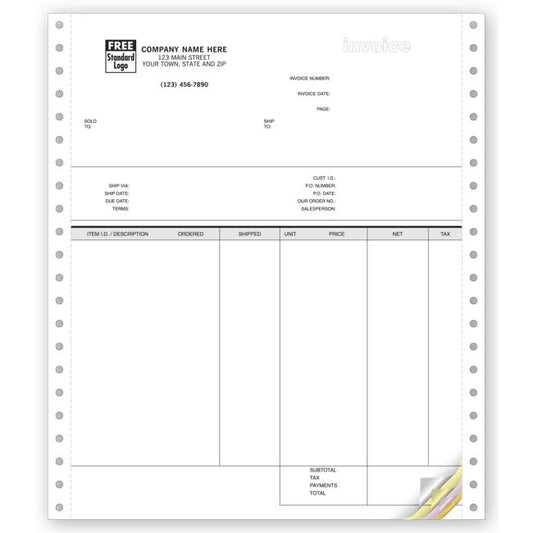 5Forms 9088 Continuous Classic 3-Part Invoices 8 1/2 x 11" - Qty 250