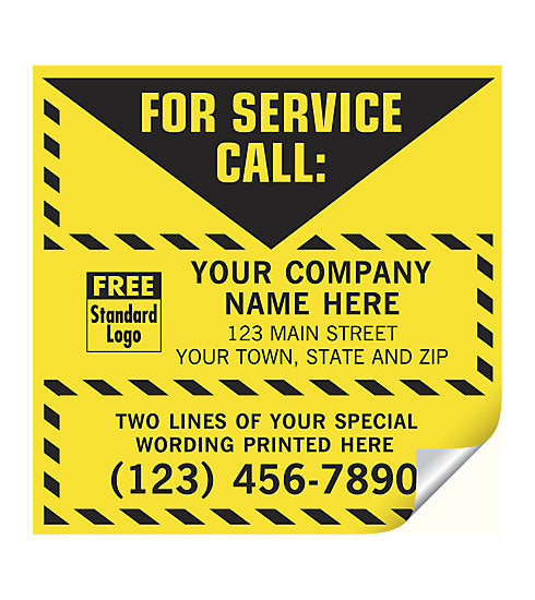 5Forms CL16 For Service Call Label Yellow With Safety Border Vinyl5x5"