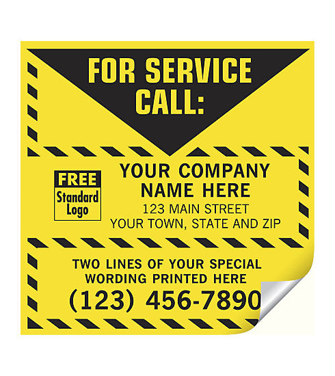 5Forms CL16 For Service Call Label Yellow With Safety Border Vinyl 5 x 5" QTY 250