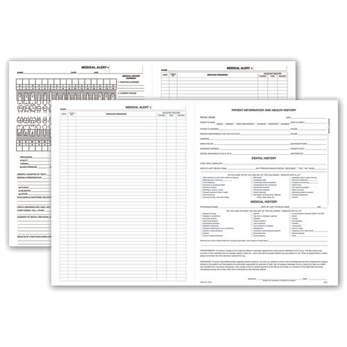 D103.1 Four Page Dental Exam Record No Treatment Plan 11 x 17" QTY 100