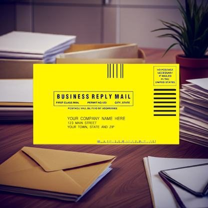 634BR Yellow #6 3/4 Business Reply Envelopes 6 1/2 x 3 5/8" QTY 250