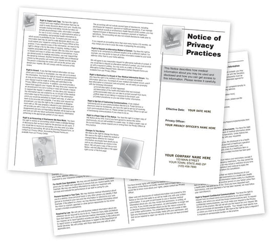 FPRV Notice of Privacy Practices HIPAA Trifold Brochures 8 1/2 x 11"