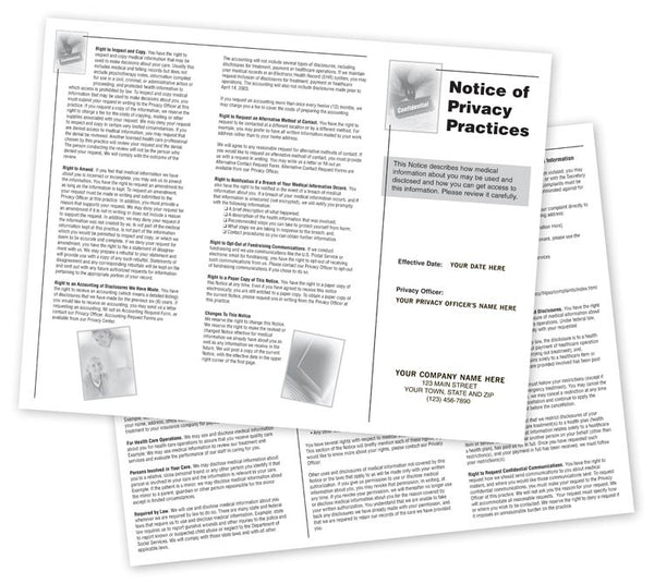 FPRV Notice of Privacy Practices HIPAA Trifold Brochures 8 1/2 x 11" QTY 250