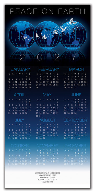 HHZ7404 2027 Wishes Calendar Cards 7 7/8 x 16 3/4" Flat QTY 25