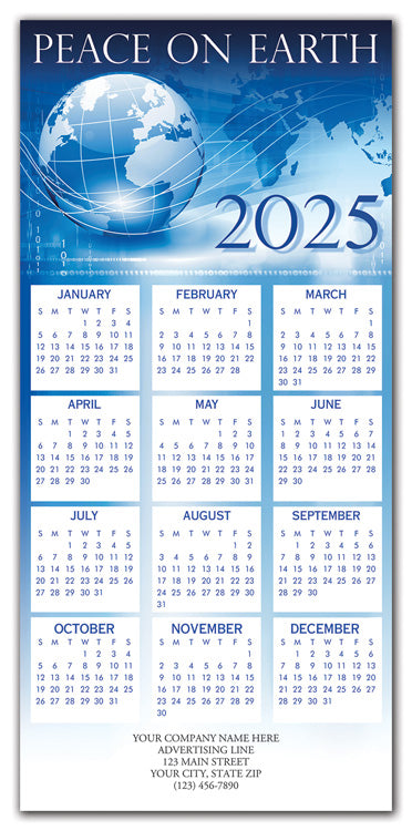 HHZ7404 2025 Wishes Calendar Cards 7 7/8 x 16 3/4" Flat QTY 25
