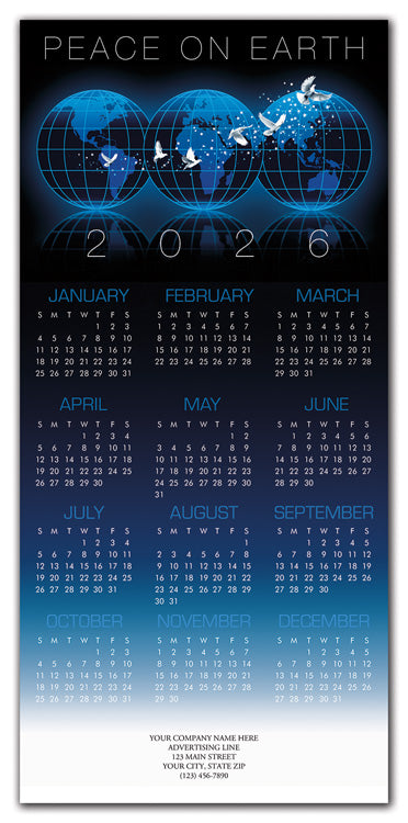 HHZ7404 2026 Wishes Calendar Cards 7 7/8 x 16 3/4" Flat QTY 25