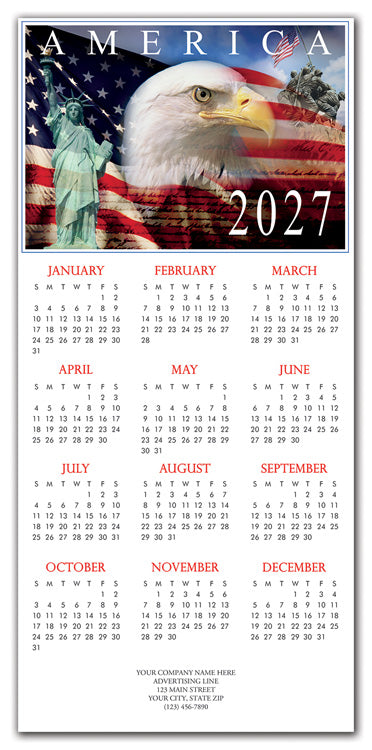 HHZ7406 - NN7406 Land of Liberty Calendar Card 7 7/8 x 16 3/4"