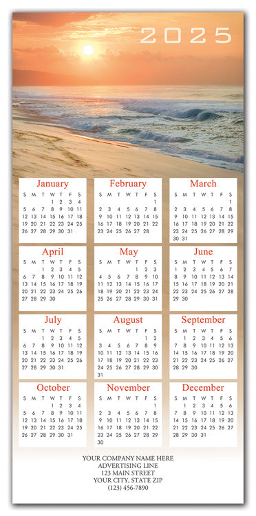 HHZ7408 - N7408 Sea of Tidings Calendar Card 7 7/8 x 16 3/4" Flat QTY 25