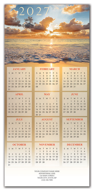 HHZ7408 - N7408 Sea of Tidings Calendar Card 7 7/8 x 16 3/4" Flat QTY 25