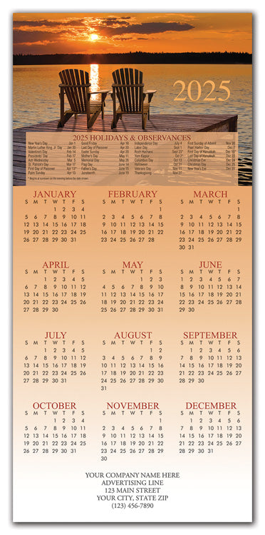 HHZ7410 - N7410 By the Lake Calendar Card 7 7/8 x 16 3/4" Flat QTY 25