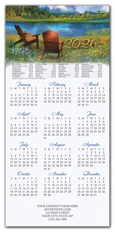 HHZ7410 - N7410 By the Lake Calendar Card 7 7/8 x 16 3/4" Flat QTY 25