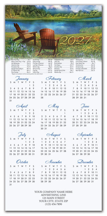 HHZ7410 - N7410 By the Lake Calendar Card 7 7/8 x 16 3/4" Flat QTY 25