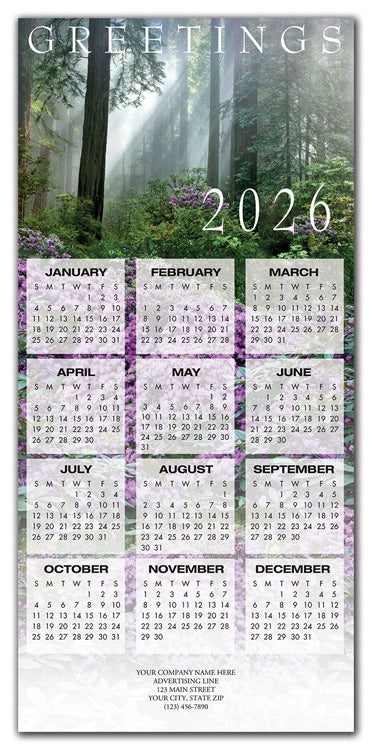 HHZ7411 - N7411 Great Beauty Calendar Card 7 7/8 x 16 3/4" Flat QTY 25