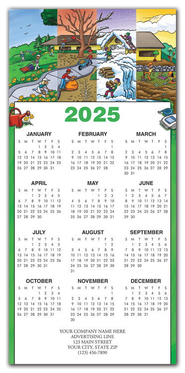 HHZ7414 - N7414 All Year-Round Landscaping Calendar Card 7 7/8 x 16 3/4" Flat QTY 25