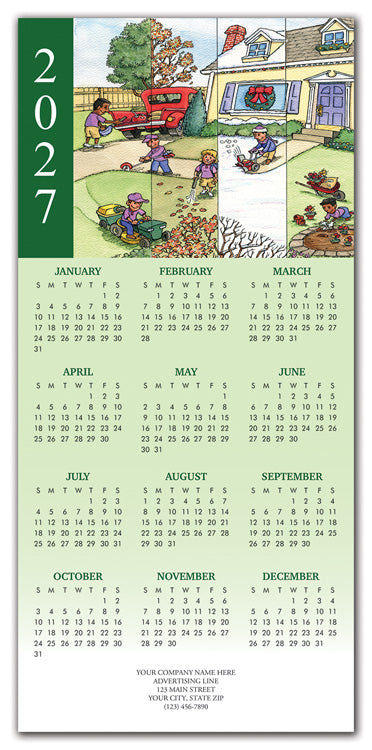 HHZ7414 - N7414 All Year-Round Landscaping Calendar Card 7 7/8x16 3/4"