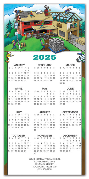 HHZ7415 - N7415 This New House Contractor & Builder Calendar Card 7 7/8 x 16 3/4" Flat QTY 25