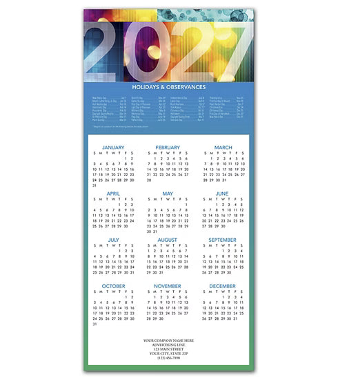 HHZ7416 Bold Year Calendar Card 7 7/8 x 16 3/4" Flat QTY 25