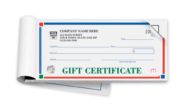 HSD854B High Security Booked Gift Certificates Primary Colors 7 3/4 x 3 3/8" QTY 500