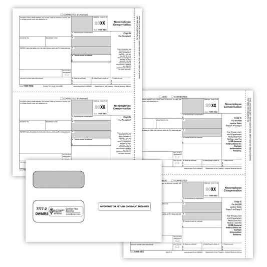 N6113E 1099-NEC Laser Z Printed Packaged 3-Part 3-Up Forms 8 1/2 x 11" QTY 50