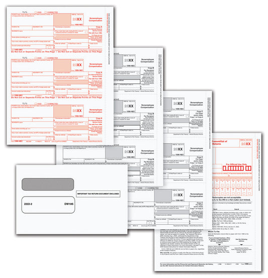 NE61032 1099-NEC Laser Set - 4 Part with Envelopes 8 1/2 x 11" QTY 25