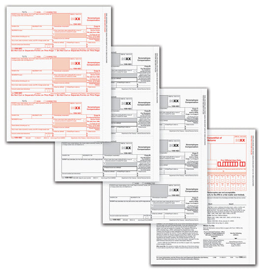 NE6105 1099-NEC Laser Packaged Set - 5 Part 8 1/2 x 11" QTY 50