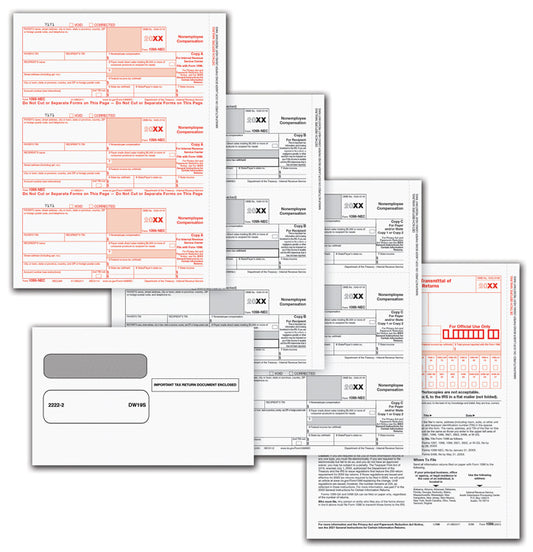 NE6105E 1099-NEC Laser Set - 5 Part with Envelopes 8 1/2 x 11" QTY 50