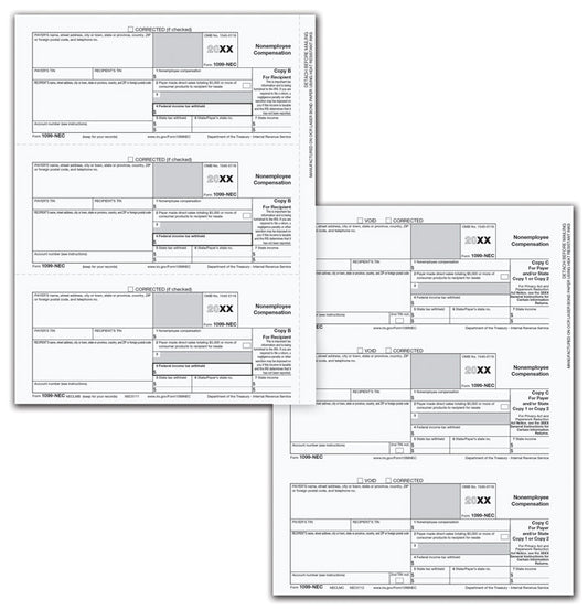 NE6113 1099-NEC 3Up Laser: 3 Part w/Electronic Filing 8 1/2 x 11" QTY 50