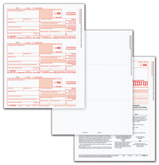 NE6173 1099-NEC Laser Package Blank Set - 4 Part 8 1/2 x 11" QTY 50