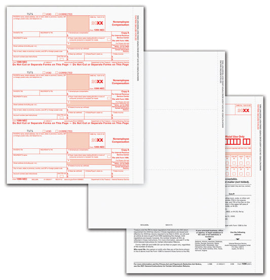 NE6174 1099-NEC Laser Package Blank Set - 5 Part 8 1/2 x 11" QTY 50