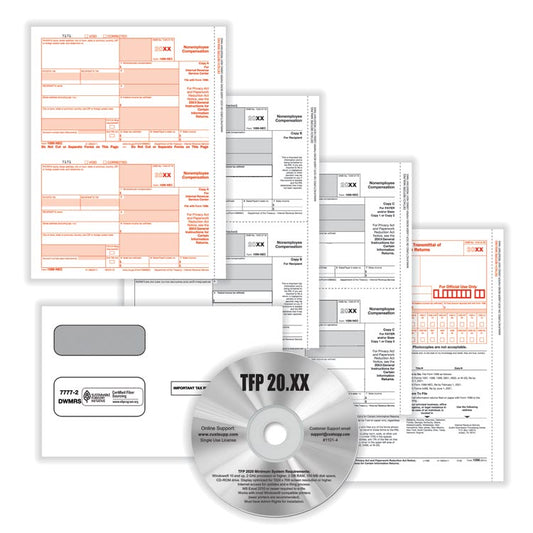 NE7105 1099 NEC Laser 5-Part Set with Envelopes & TFP Software 8 1/2 x 11" QTY 50