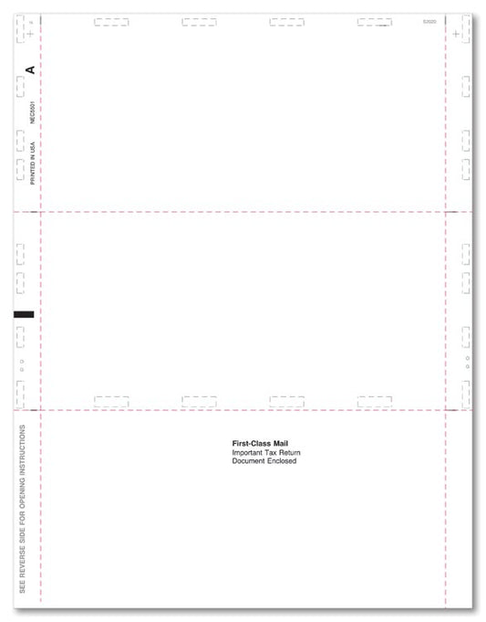 NEC5501 1099 NEC Blank/Backer 11" Z-Fold Bulk 8 1/2 x 11"  QTY 500