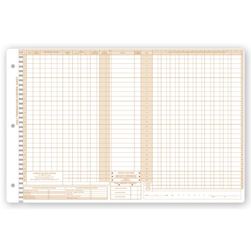 P607.1 Daily Control Sheets Pegmaster Payment 11 X 17" QTY 250