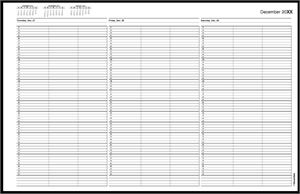 TIME50 TimeScan 3 Column Looseleaf Pages 15 Minute Interval 7am-9pm With Extra Hour 17 x 11"