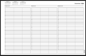 TIME46 TimeScan 3 Column Looseleaf Pages 15 Minute Interval 7am-6pm With Extra Hour 17 x 11"