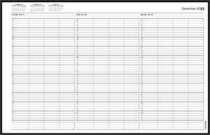 TIME68 TimeScan 4 Col Looseleaf Pages 15 Min 8am-7pm with extra hour