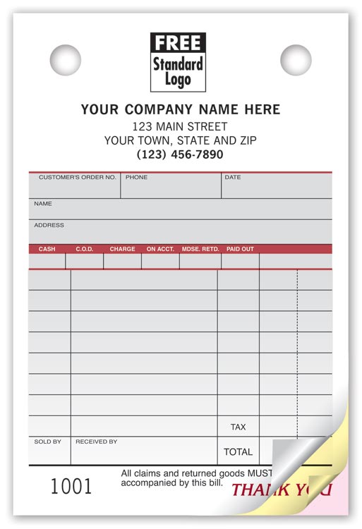 SP125 Register Forms Small Spectra 4 x 6" QTY 250 2Parts