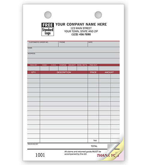 SP126 Register Forms Large Spectra 5 1/2 x 8 1/2" QTY 250 2Parts