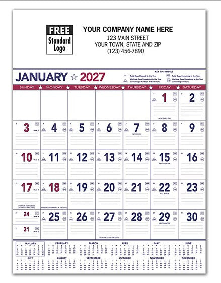 766343 2027 Patriotic Contractor Memo 13-Sheet Calendar 18 x 25" QTY50