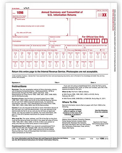 TF51002 Laser 1096 Transmittal Form 25PK 8 1/2 x 11" QTY 25