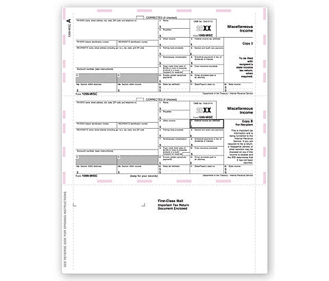 TF5113 Laser 1099 Miscellaneous Pressure Seal Form 8 1/2 x 11"  QTY 500