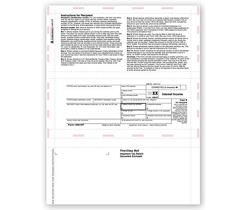 TF5115 Laser 1099 Interest Income Copy B Pressure Seal 8 1/2 x 11"  QTY 500