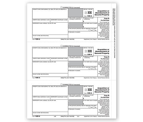 TF5147 Laser 1099-A Borrower Copy B 8 1/2 x 11" QTY 100