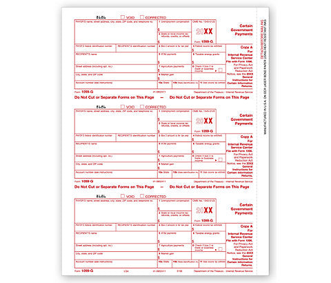 TF5156 Laser 1099-G Federal Copy A 8 1/2 x 11"  QTY 100