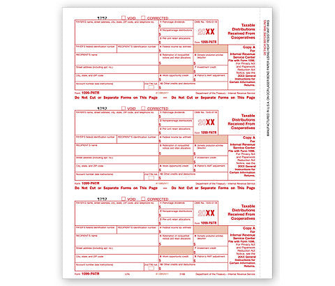 TF5166 Laser 1099-PATR Federal Copy A  8 1/2 x 11"  QTY 100