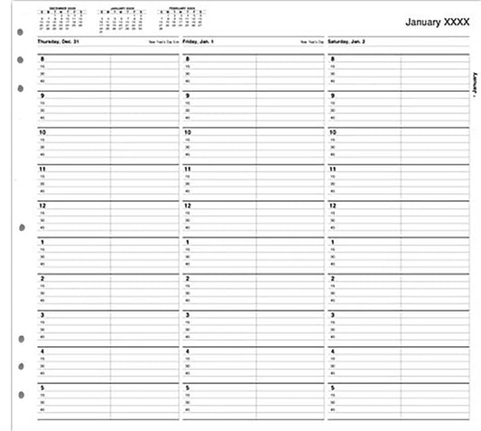 TIME32 TimeScan 2 Column Looseleaf Pages 15 Minute Interval 8am-6pm