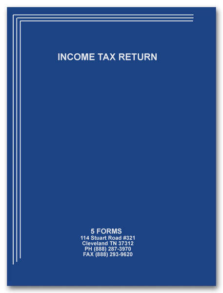 TX2-A-1 Blue Tax Folder Silver Foil Imprint 8 3/4 x 11 3/4"  QTY 100